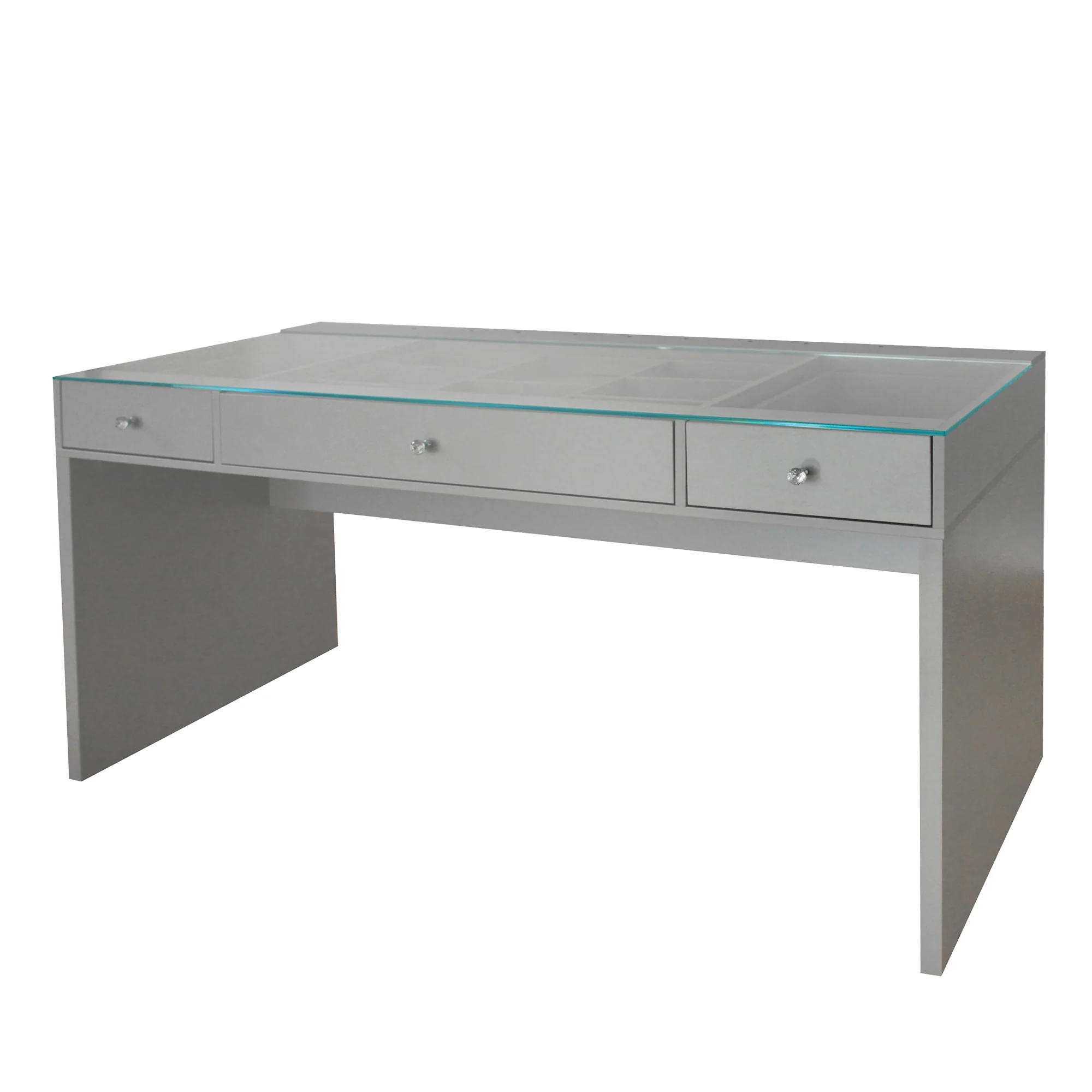 SlayStation Naomi Vanity Table with Glass Tabletop + 4 Drawer Units Bundle - Image 17