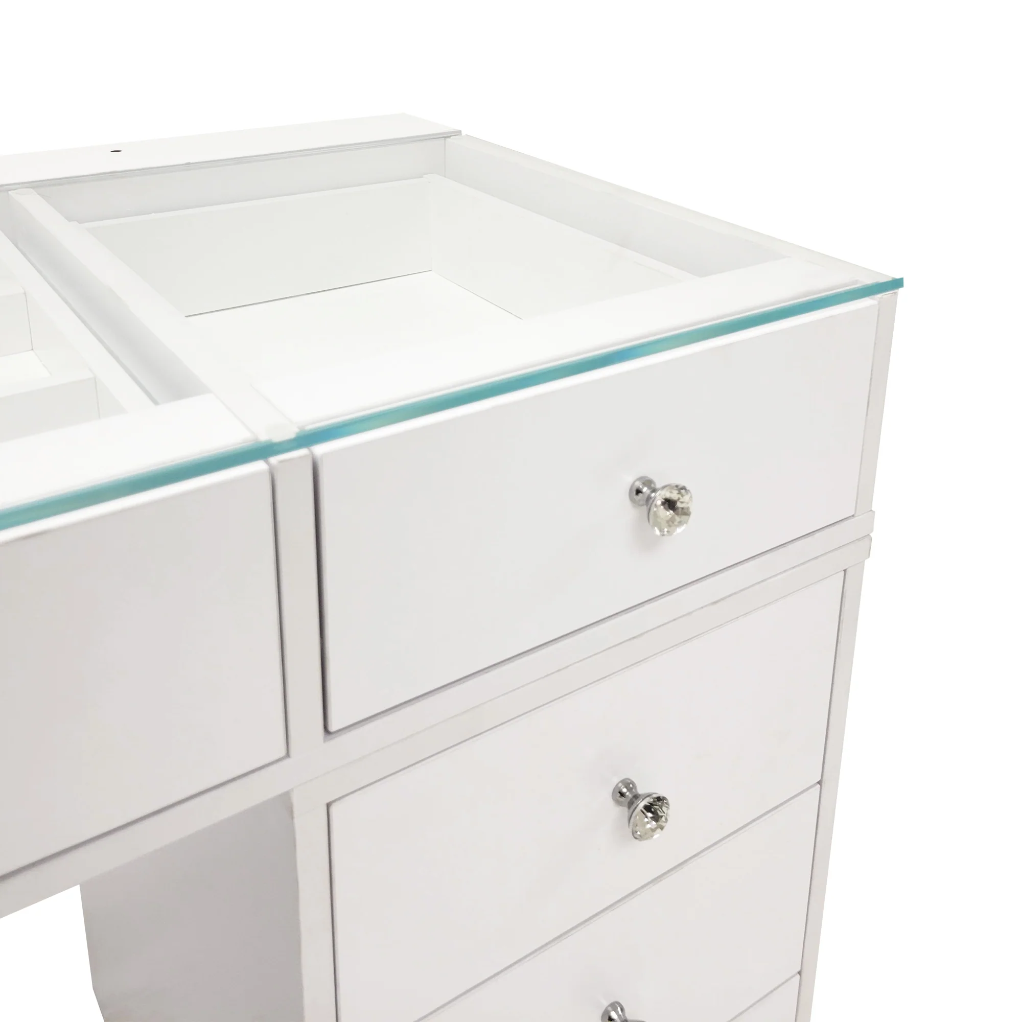 SlayStation Naomi Vanity Table with Glass Tabletop + 4 Drawer Units Bundle - Image 5